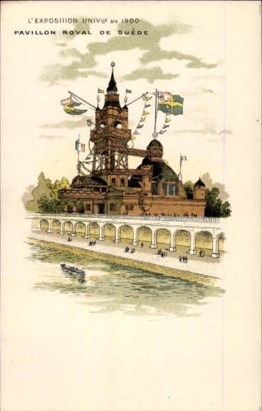 Litho Exposition Universelle de 1900, Pavillon Royal de Suede
