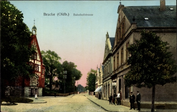 Postcard Bracke Brake on the lower Weser in Oldenburg, Bahnhofstrasse