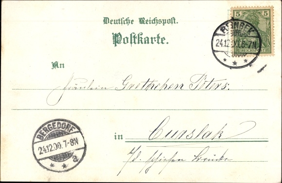 litho Reinbek in Sleeswijk-Holstein, Gasthaus Zur Harmonie, uitzicht op de stad