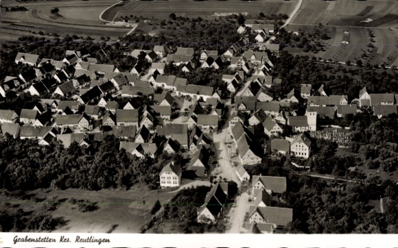 Postcard Grabenstetten in Baden Württemberg, aerial photograph