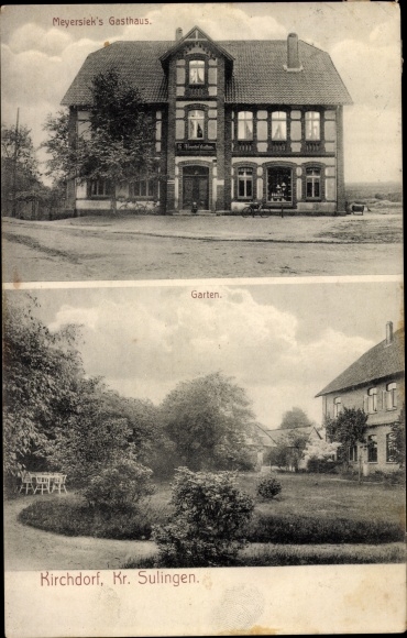 Postcard Kirchdorf near Sulingen in the district of Diepholz, inn, garden