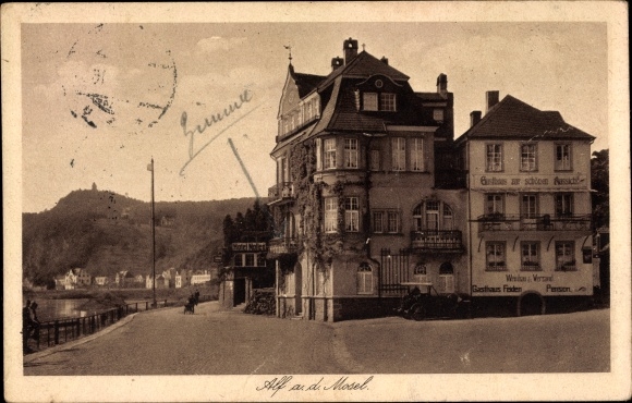 Postcard Alf on the Moselle Rhineland Palatinate, Inn Pension Zur Schönen Aussicht, Hotel Nollen