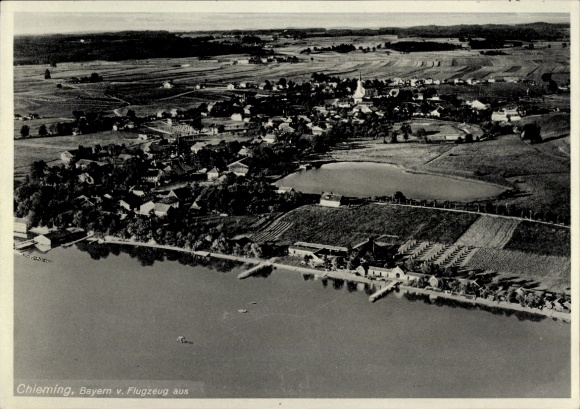 Postcard Chieming am Chiemsee Upper Bavaria, aerial photograph