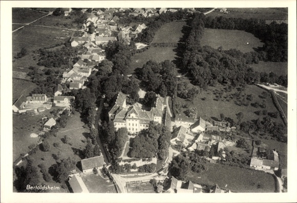 Postcard Bertoldsheim Rennertshofen Upper Bavaria, aerial photograph