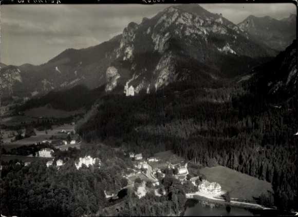 Postcard Hohenschwangau Schwangau in the Ostallgäu, aerial photograph
