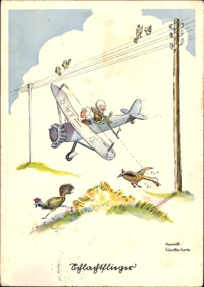 Artist Postcard Trautloft, Aviator Humor, Fighter Pilot, Airplane