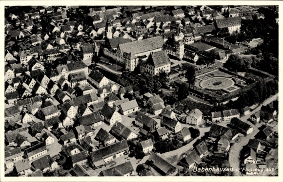 Postcard Babenhausen Swabia, aerial photograph