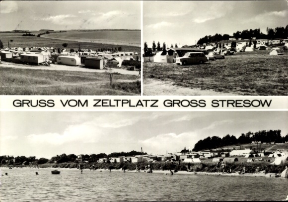 Postcard Groß Stresow Putbus on Rügen, campsite, lake