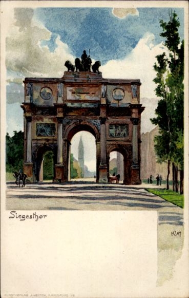 Artist Chromo-Litho Kley, Heinrich, Munich Bavaria, Siegestor