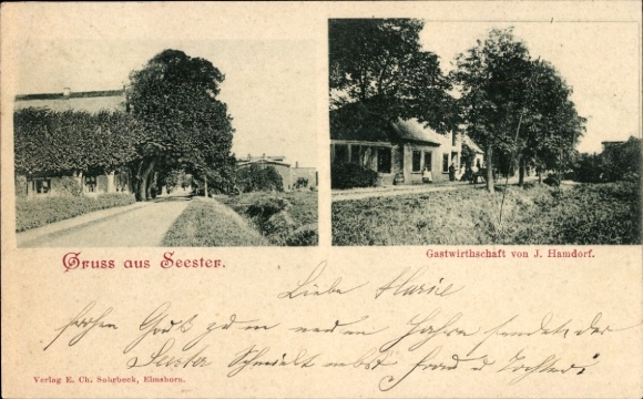 Ak Seester in Schleswig Holstein, Gastwirtschaft von J. Hamdorf