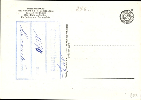 Postcard Hartenholm Schleswig Holstein, Pension Paap, inside and outside