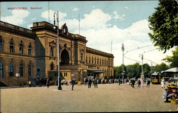 Ak Magdeburg an der Elbe, Blick auf den Bahnhof