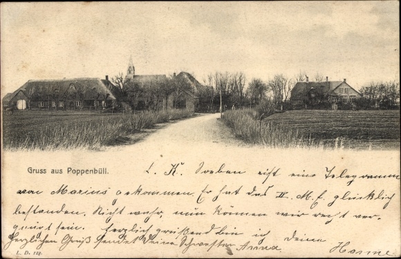 Ak Poppenbüll in Sleeswijk-Holstein, uitzicht op de stad