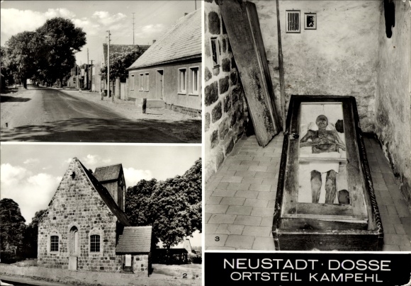 PC Kampehl Neustadt Dosse in Brandenburg, fortified church, non-decomposed corpse d. knight v. bald butz