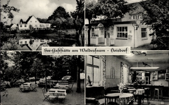 Postcard Hoisdorf in Schleswig Holstein, restaurant on the edge of the forest, lakeside, interior view
