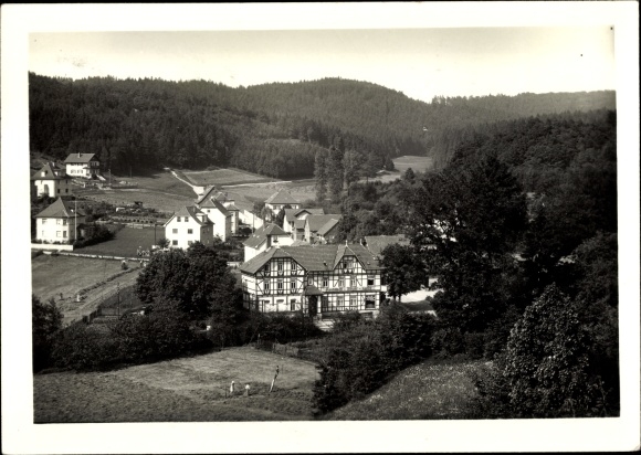 Postcard Unkeroda Wartburg district, Café Meyer, forest