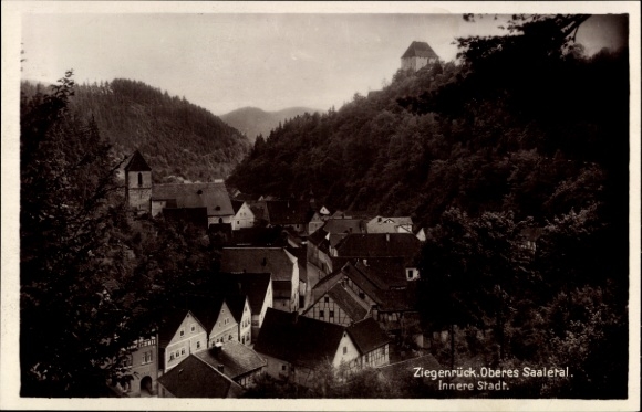 Postcard Ziegenrück an der Saale Thuringia, Upper Saale Valley, Inner City, Landscape with Houses