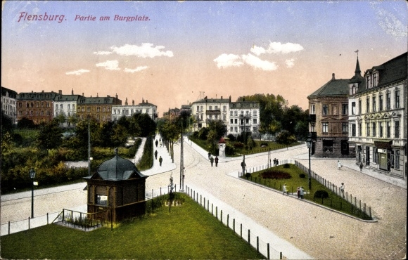 Ak Flensburg in Schleswig Holstein, Partie am Burgplatz