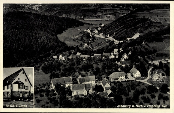 Ak Isenburg Horb am Neckar, Fliegeraufnahme, Gasthaus zur Linde
