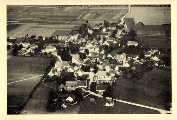 Postcard Schwitting near Landsberg/Lech, aerial photograph