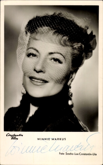 Postcard actress Winnie Markus, portrait, autograph, Crown Prince Rudolf's last love, hat