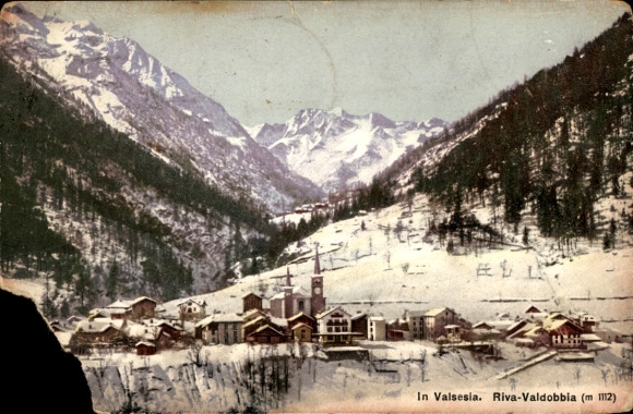 Artist Postcard Riva Valdobbia Piemonte, Panorama, Autograph of Louise of Toscana, Correspondence