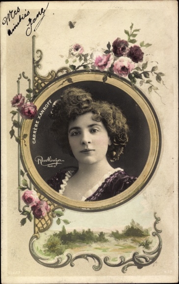 Passepartout Postcard Actress Carrére Xanroff, Portrait, Reutlinger