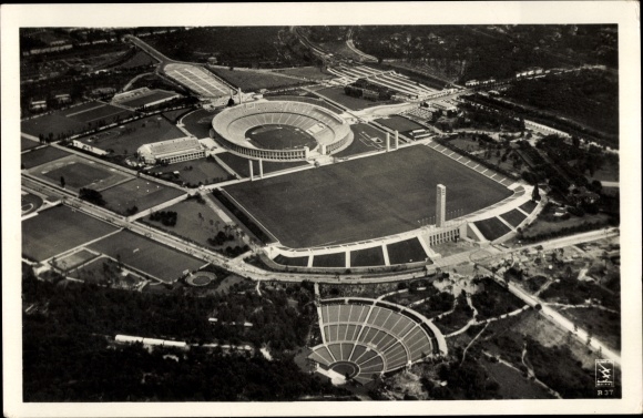 PC Berlin Charlottenburg Westend, aerial photograph, Reichssportfeld, stadium, Dietrich Eckardt stage