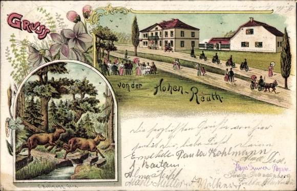 Chromo-Litho Münchenbernsdorf in Thuringia, Hohe Reuth, deer