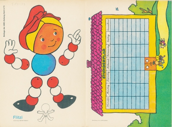 GDR timetable supplement of the ABC newspaper 9/1975, handicraft sheet jumping jack