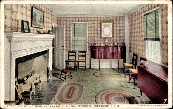 Ak Portsmouth Van Newhampshire de V.S., Thomas Bailey Aldrich Memorial, de Eetkamer