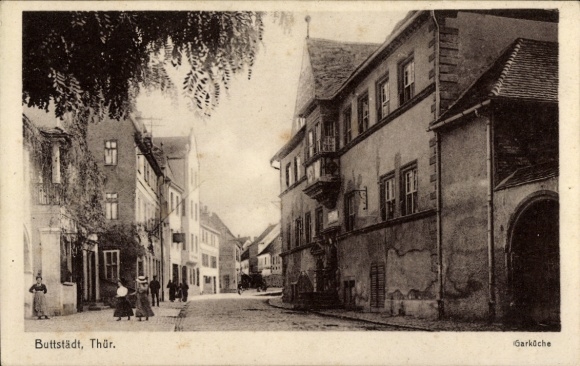 Postcard Buttstädt in Thuringia, food stall