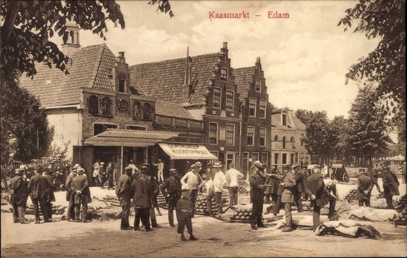 Postcard Edam Volendam North Holland Netherlands, Cheese Market