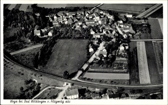 Postcard Wega Bad Wildungen in Northern Hesse, aerial photograph