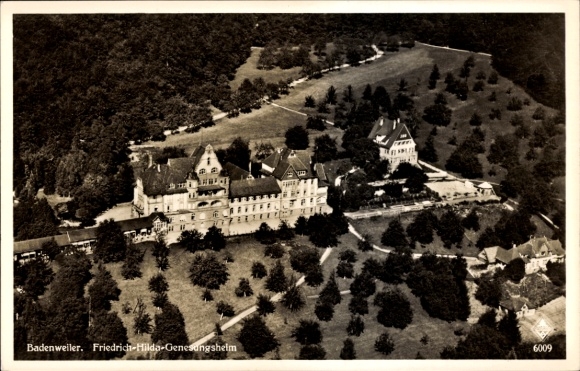 Postcard Badenweiler in the Black Forest, aerial photograph, Friedrich-Hilda-Convalescent Home