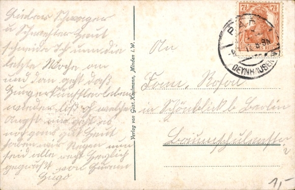 Postcard Old Westphalian farmhouse, ox cart