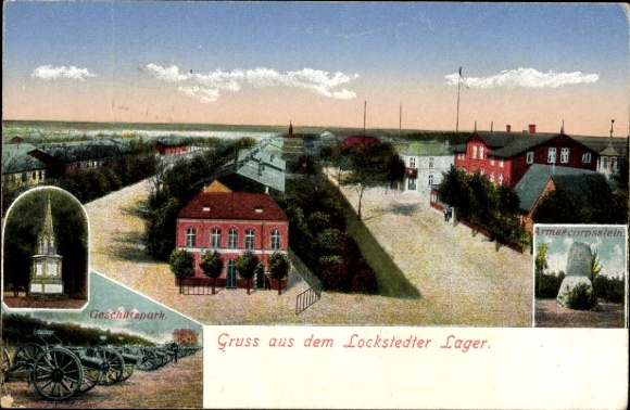Ak Lockstedt in Schleswig Holstein, Lockstedter Lager, Geschützpark, Armeekorpsstein