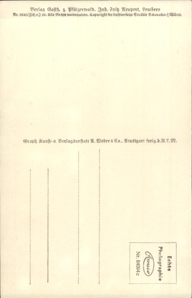 Postcard Lemberg in der Pfalz, aerial photograph
