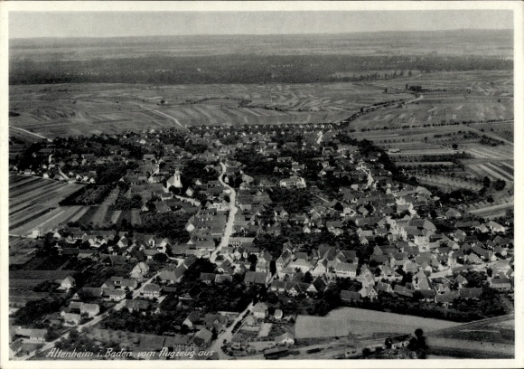 Postcard Vogtsburg im Kaiserstuhl Baden, aerial photograph from black and white, rural surroundings