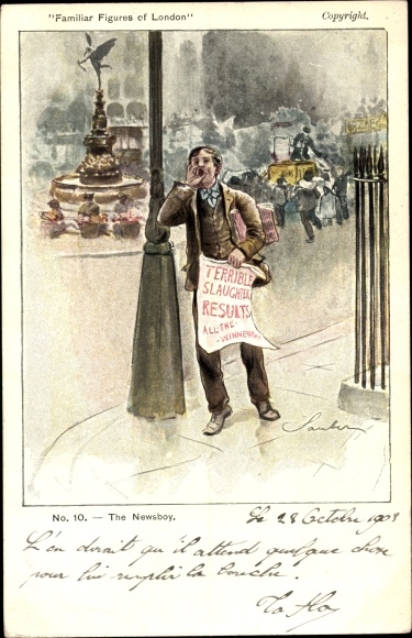 Artysta KP London City England, The Newsboy, Familiar Figures of London