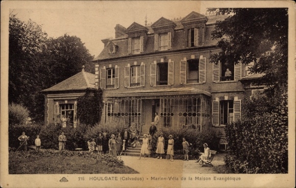 Ak Houlgate Calvados, Villa, viele Personen, Bäume,  Architektur
