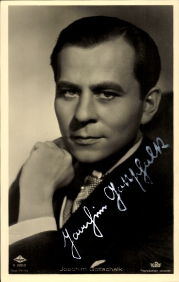 Postcard actor Joachim Gottschalk, portrait, Ross Verlag A 2895 1, autograph