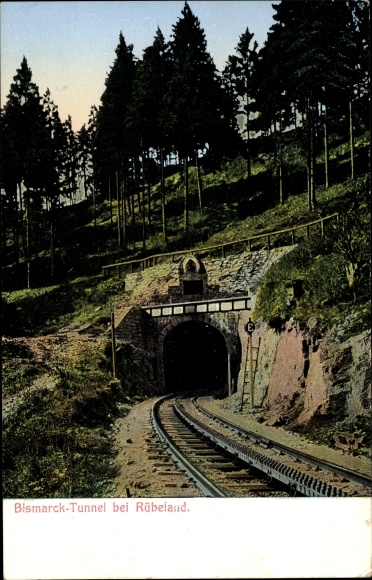 Postcard Rübeland Oberharz am Brocken, Bismarck Tunnel, cog railway