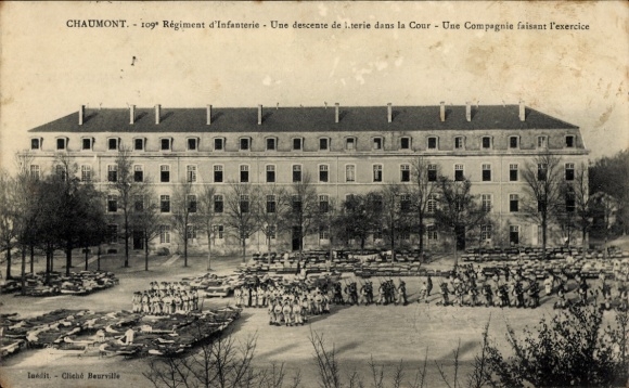 Postcard Chaumont Haute-Marne, 109th Infantry Regiment, soldiers