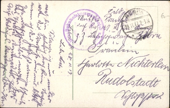 Postcard Bebra an der Fulda Hessen, train station, Bahnhofstraße, general view