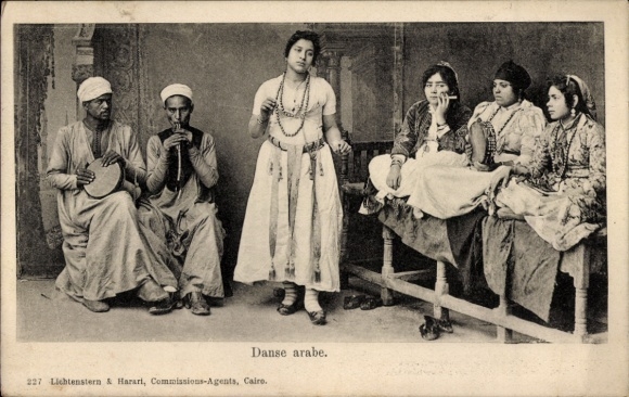 Postcard Egypt, Danse arabe, Arab, dancer, woman with cigarette