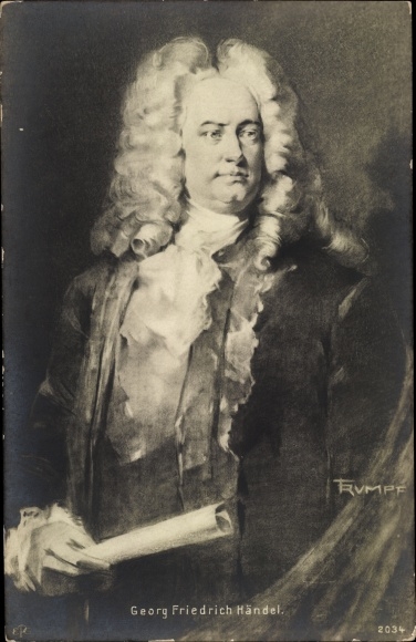 Kunstenaar Ak Rumpf, componist Georg Friedrich Handel, portret