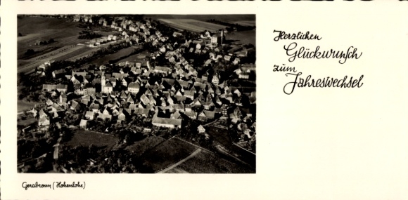 Postcard Gerabronn in Württemberg, aerial photograph of congratulations for the New Year