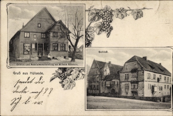 Ak Hülsede in Niedersachsen, Materialwarenhandlung von Wilhelm Rühmann, Gebäude, Schloss