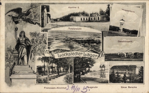 Ak Lockstedt in Holstein, Lockstedter Lager, Kantine 6, Wasserturm, Lageruhr, Neue Baracke